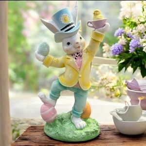 NWT Tophat & Tail Easter Bunny Figurine In Beautiful Spring Pastel Colors